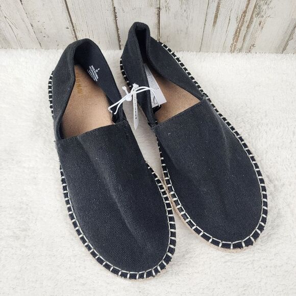 Old Navy Black Linen Espadrille Flats Size 9 - Picture 7 of 7
